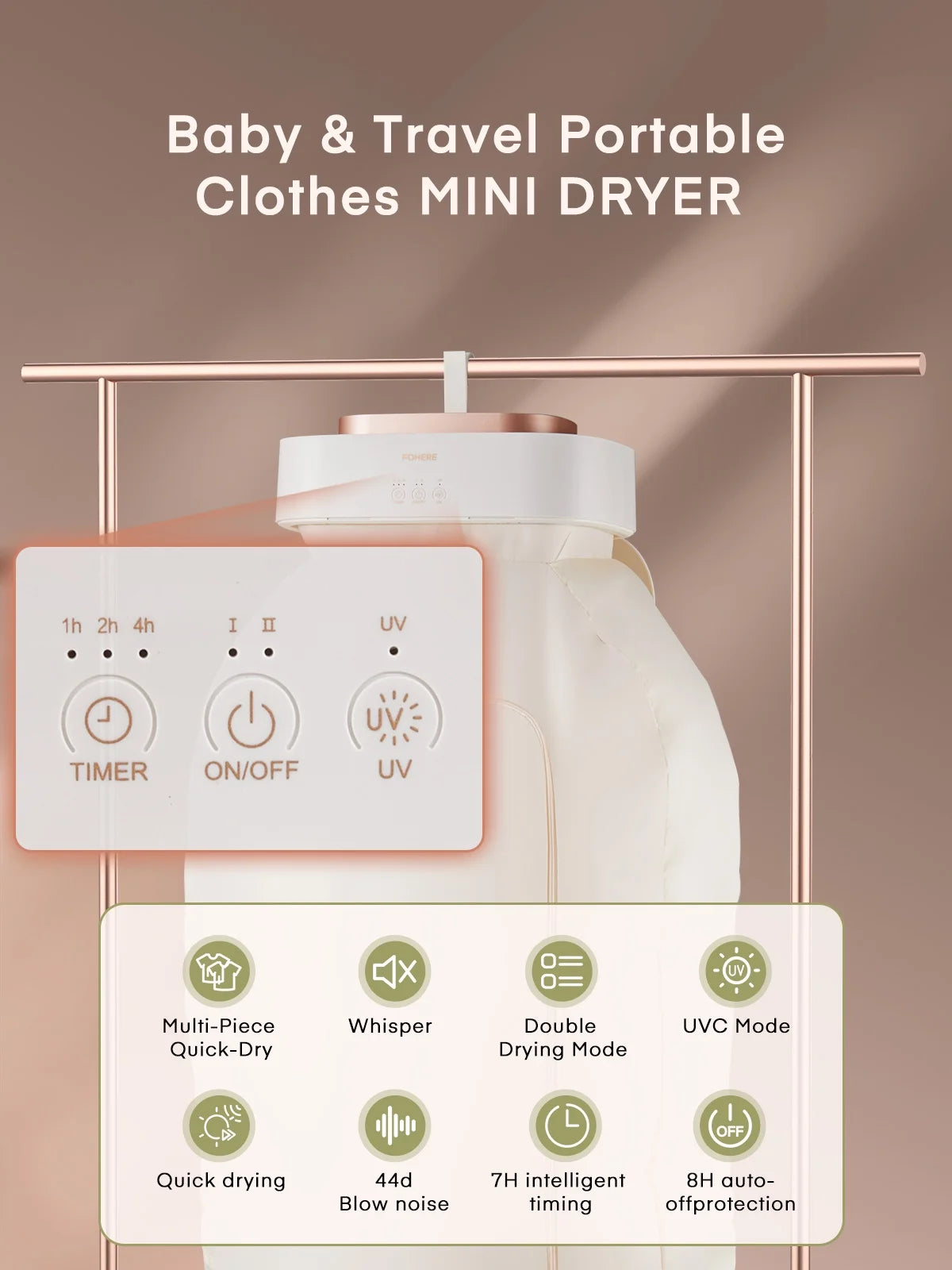 Portable Clothes Dryer, 600W Mini Foldable Laundry Dryers with Timer, Suitable for Underwear, Baby Clothes, RV, Apartment, Travel